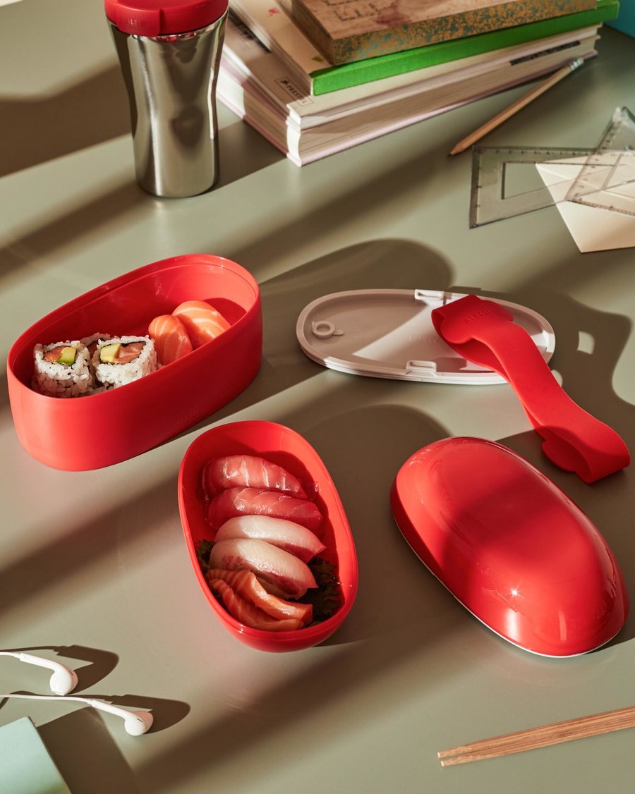 Δοχείο φαγητού FOOD A PORTER, με 2 θέσεις, κόκκινο, Alessi