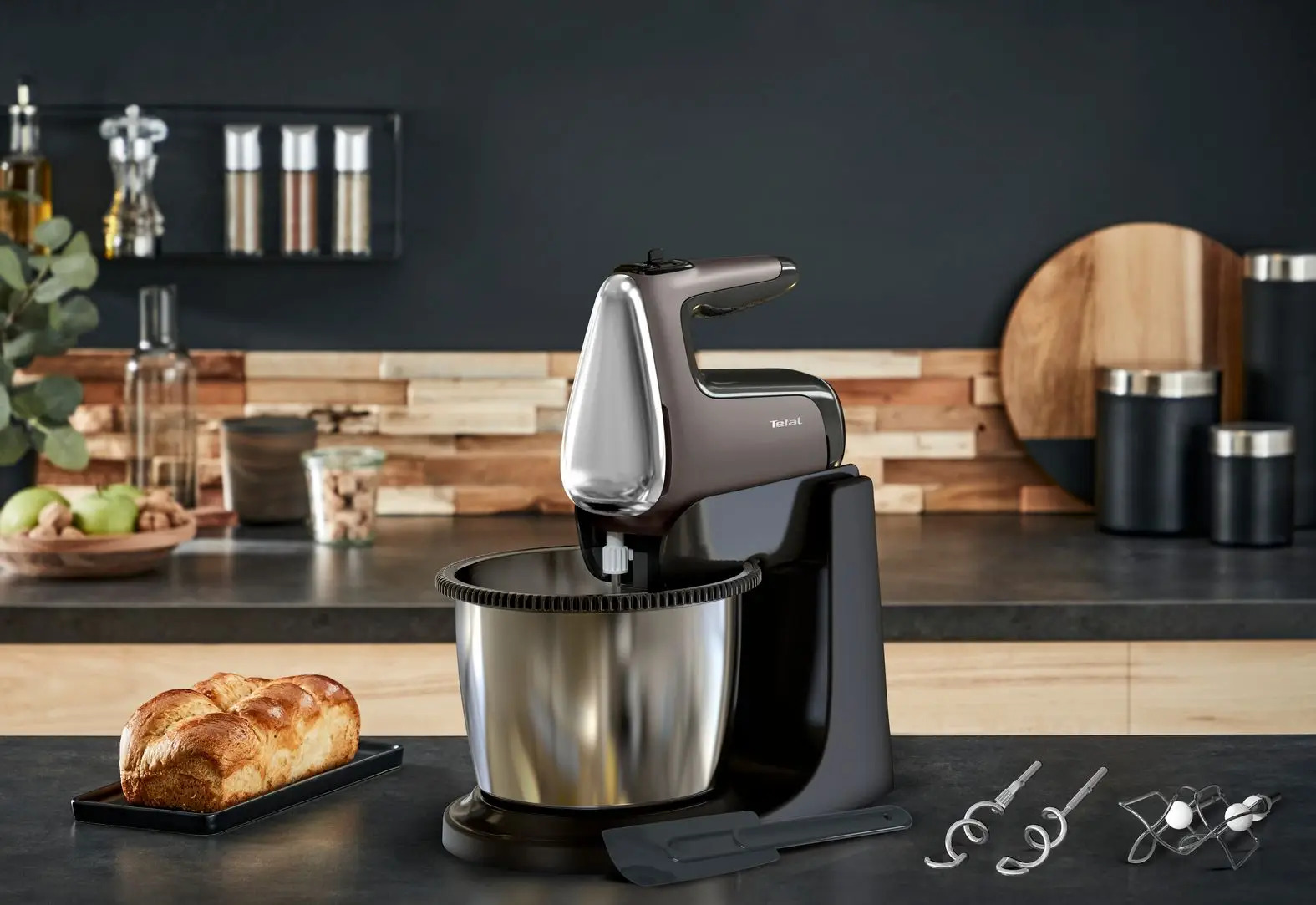 Μίξερ χειρός με μπολ βάσης POWERMIX SILENCE HT654E38, ασήμι, Tefal
