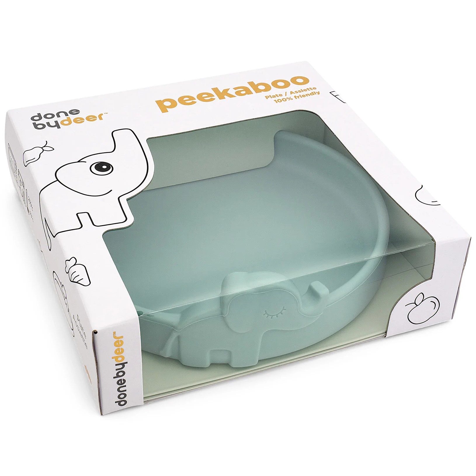 Παιδικό πιάτο PEEKABOO ELPHEE, 16 cm, μπλε, από σιλικόνη, Done by Deer