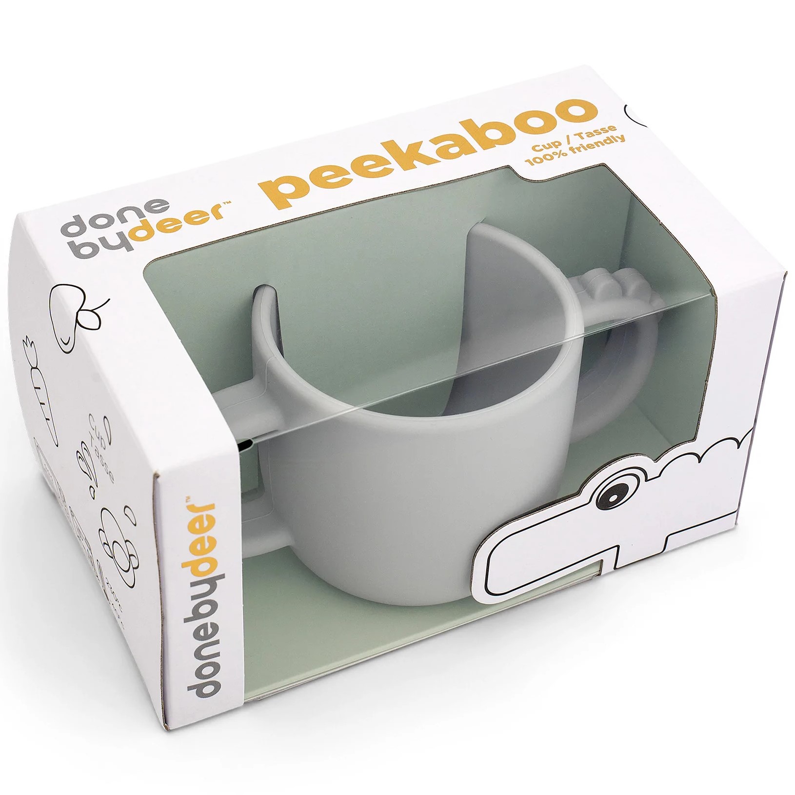 Παιδικό ποτήρι σιλικόνης με χερούλια PEEKABOO CROCO, 170 ml, γκρι, Done by Deer