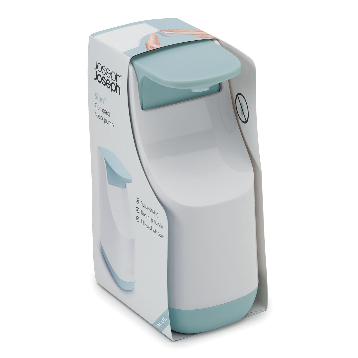 Δοχείο υγρού σαπουνιού SLIM 350 ml, λευκό και μπλε, Joseph Joseph