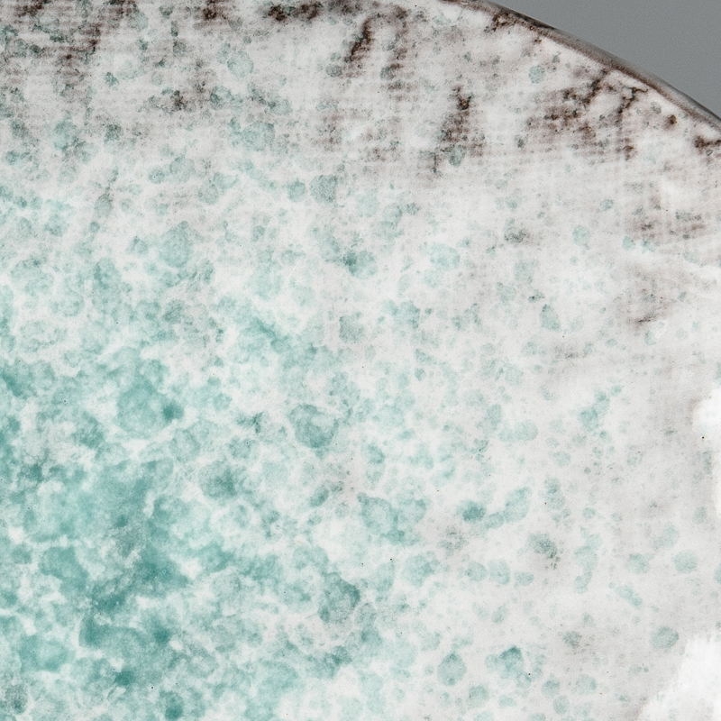Πιάτο γλυκού AQUA SPLASH, 24 x 17 cm, ακανόνιστο σχήμα, μπλε, πήλινο, MIJ
