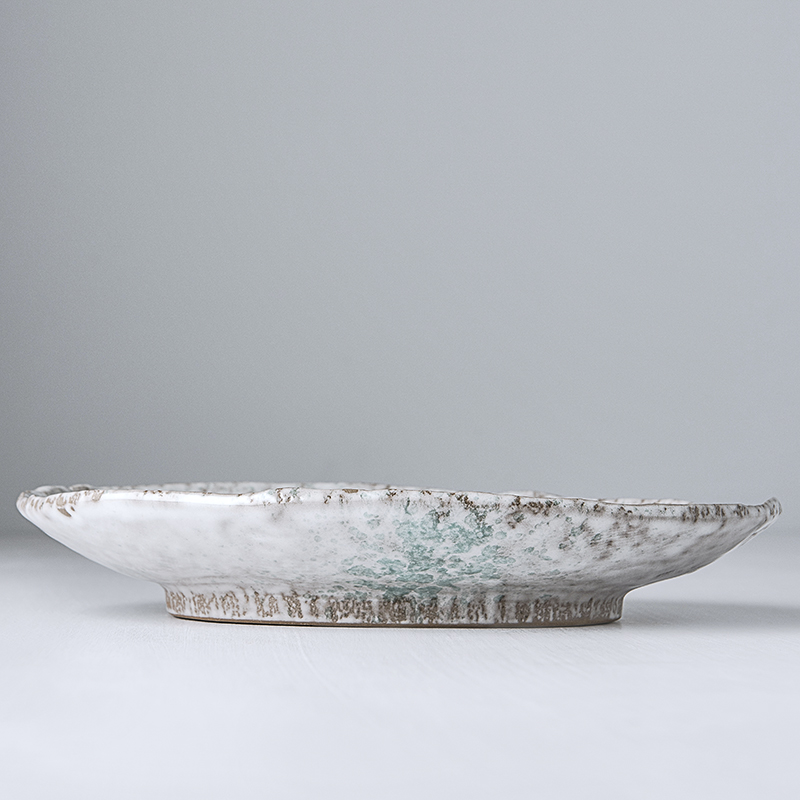 Πιάτο γλυκού AQUA SPLASH, 24 x 17 cm, ακανόνιστο σχήμα, μπλε, πήλινο, MIJ