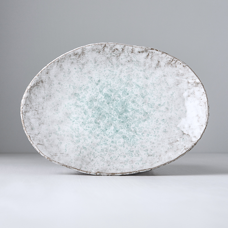 Πιάτο γλυκού AQUA SPLASH, 24 x 17 cm, ακανόνιστο σχήμα, μπλε, πήλινο, MIJ