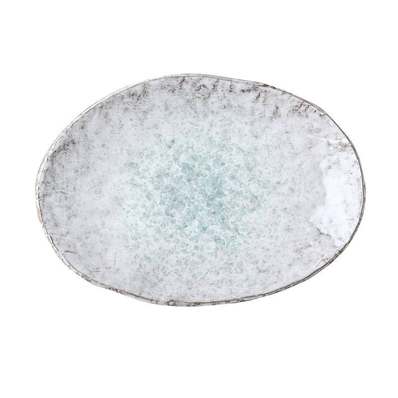 Πιάτο γλυκού AQUA SPLASH, 24 x 17 cm, ακανόνιστο σχήμα, μπλε, πήλινο, MIJ