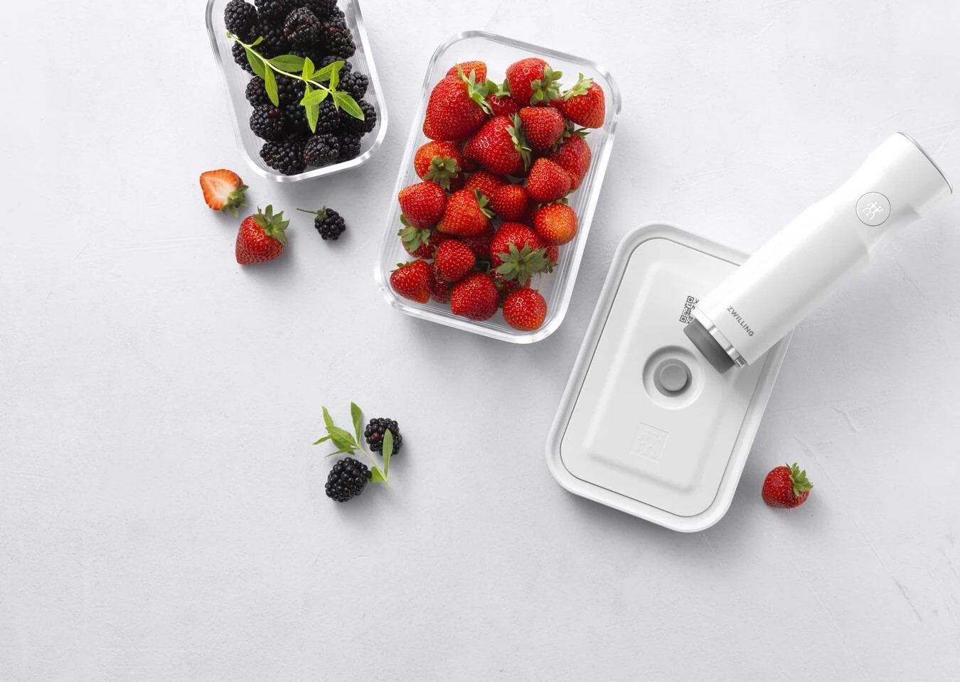 Δοχεία κενού τροφίμων FRESH & SAVE, σετ 3 τεμαχίων, σε λευκό, από γυαλί, Zwilling
