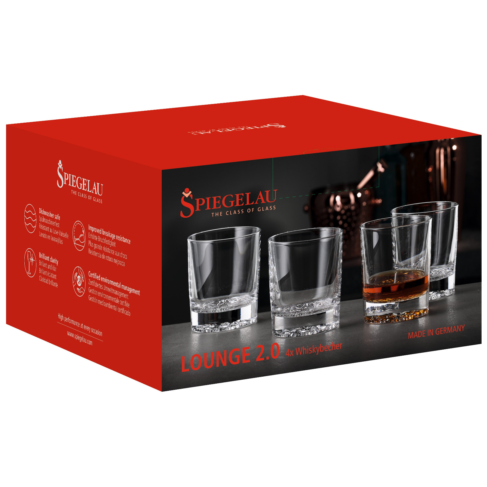 Ποτήρια ουίσκι LOUNGE 2.0, σετ 4 τεμαχίων, 309 ml, διαφανή, Spiegelau
