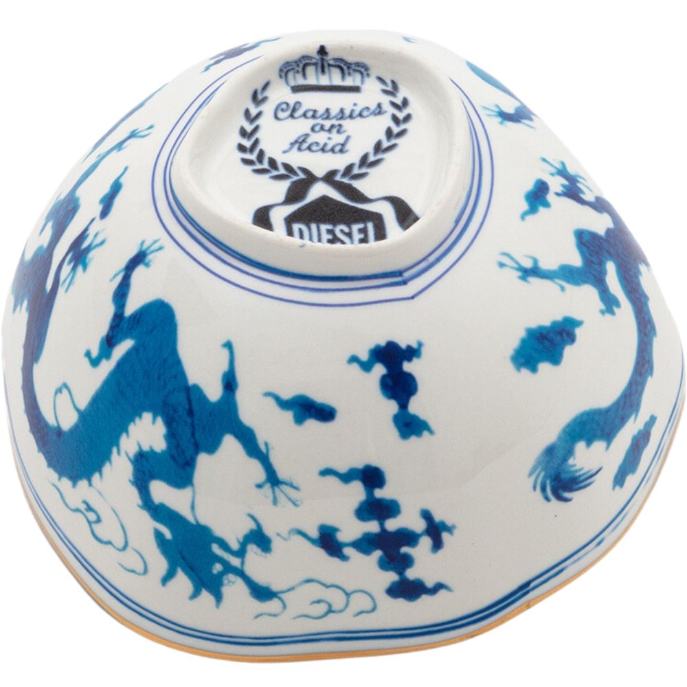 Μπολ φαγητού DIESEL CLASSICS ON ACID DRAGON 16 cm, λευκό/μπλε, από πορσελάνη, Seletti