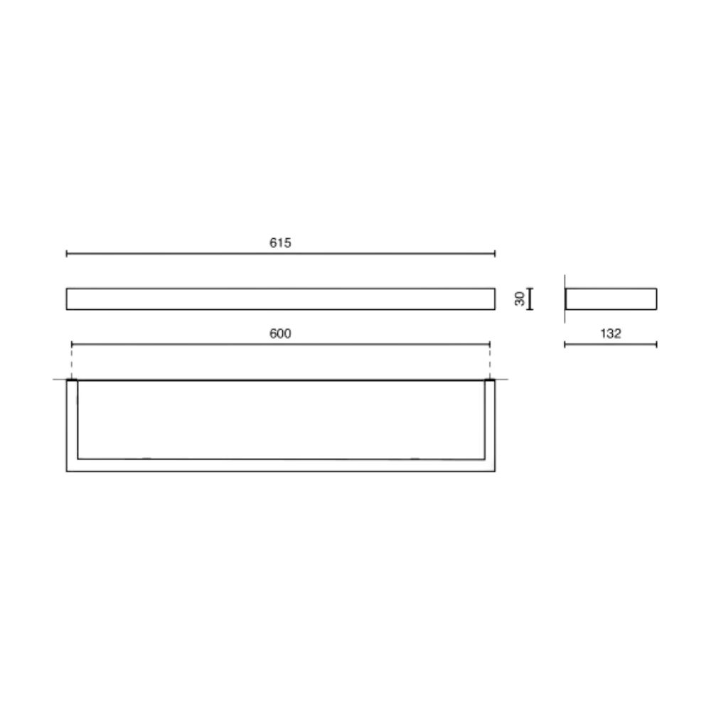 Ράφι μπάνιου LINEA 61 cm, ματ, ανοξείδωτο ατσάλι/γυαλί, Zack