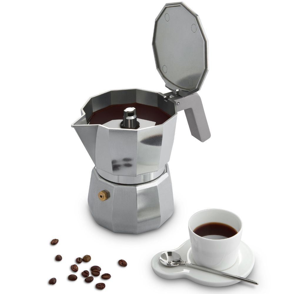 Καφετιέρα χειροκίνητη για εσπρέσο MOKA 150 ml, σε μαύρο, από αλουμίνιο, Alessi