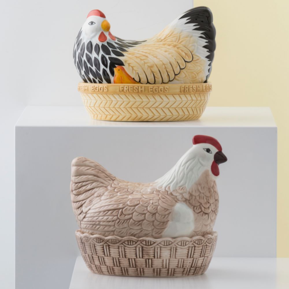 Βάζο αποθήκευσης τροφίμων MOTHER HEN 21 cm, μαύρο/λευκό, πήλινο υλικό, Mason Cash