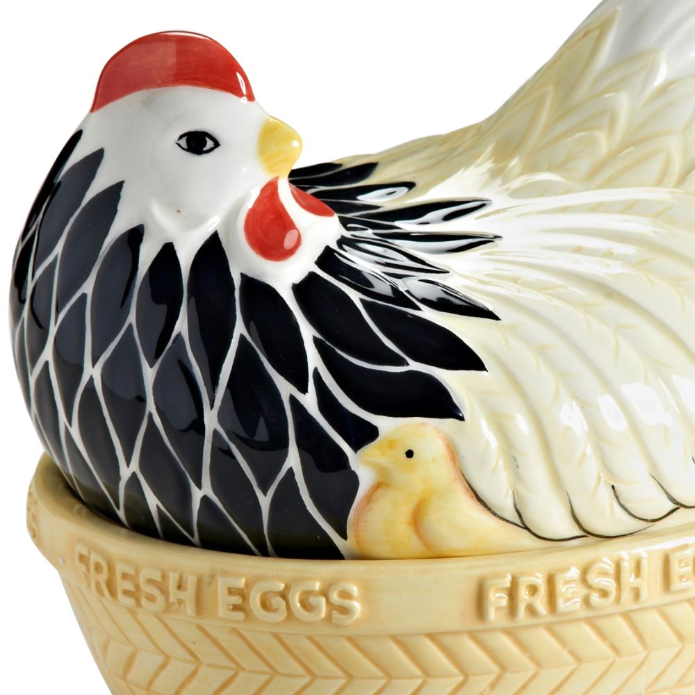 Βάζο αποθήκευσης τροφίμων MOTHER HEN 21 cm, μαύρο/λευκό, πήλινο υλικό, Mason Cash