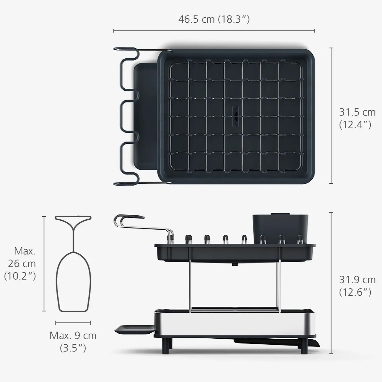 Βάση στεγνώματος πιάτων EXCEL STEEL 851647 γκρι, πλαστικό, Joseph Joseph
