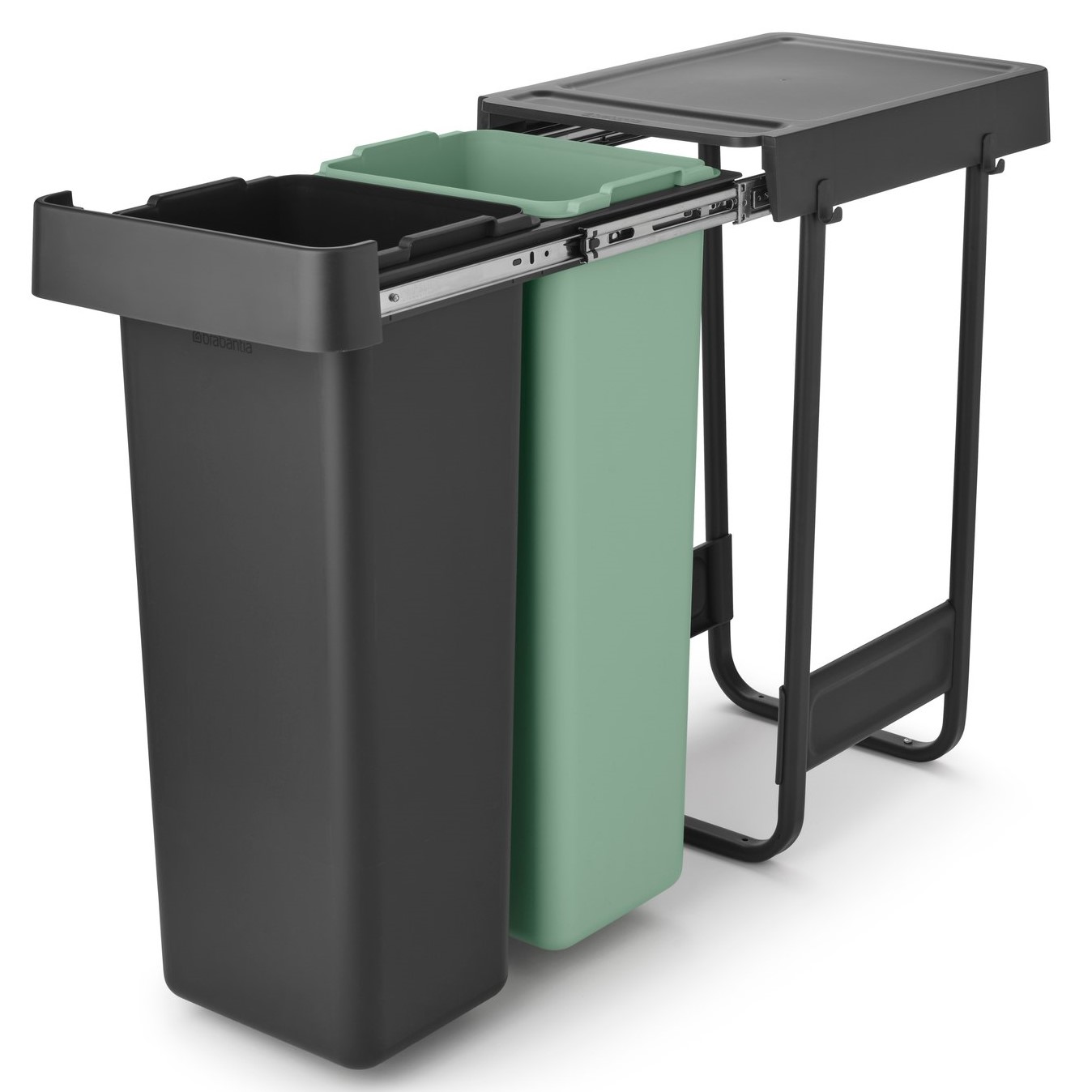 Εντοιχισμένος κάδος απορριμάτων SORT & GO 2x 30 l, σκούρο γκρι / πράσινο νεφρίτη, πλαστικό, Brabantia