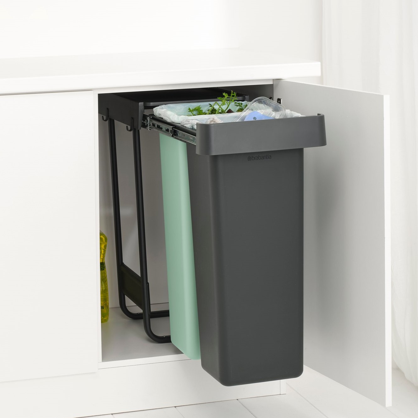 Εντοιχισμένος κάδος απορριμάτων SORT & GO 2x 30 l, σκούρο γκρι / πράσινο νεφρίτη, πλαστικό, Brabantia