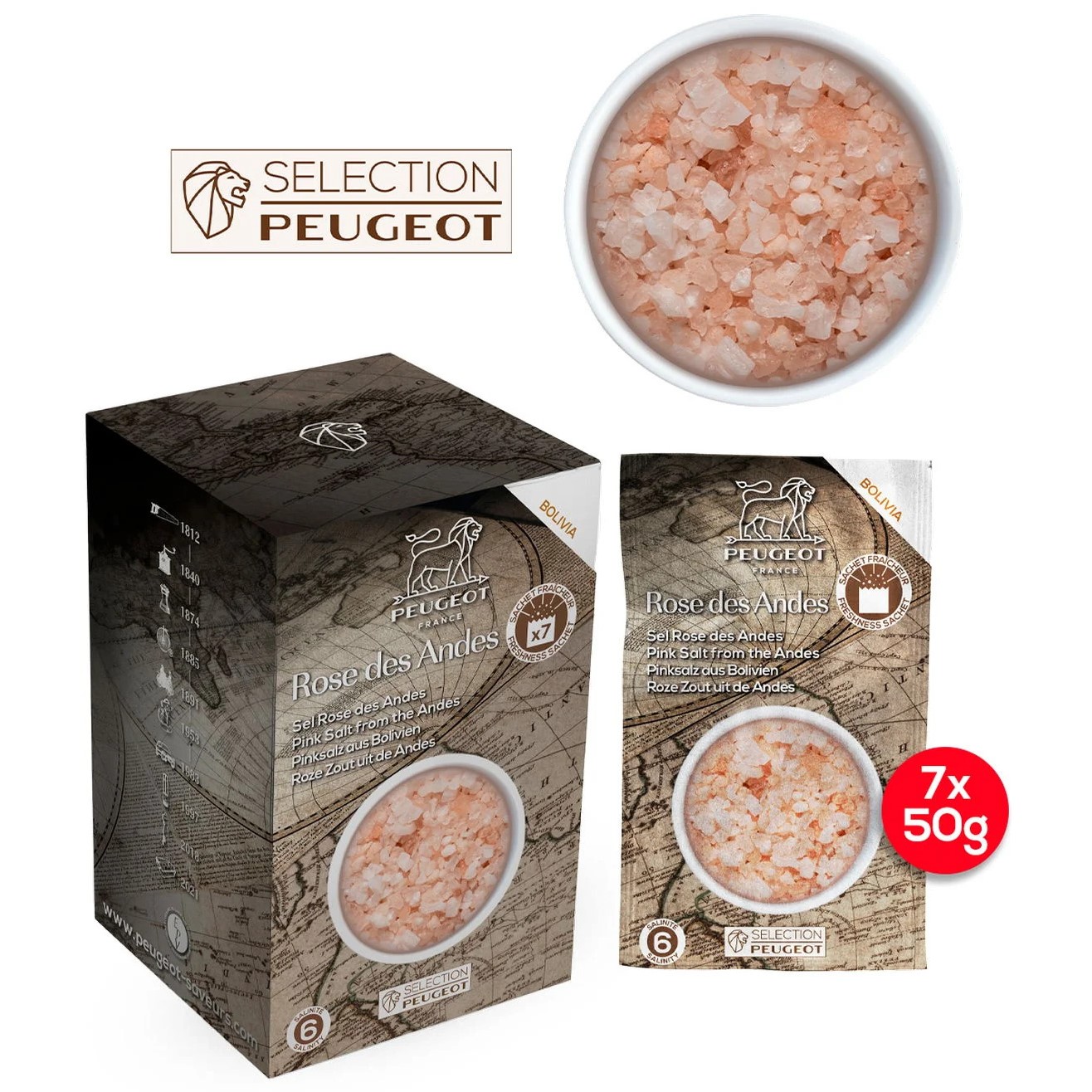 Ροζ αλάτι 7 x 50 g, Andy, Peugeot