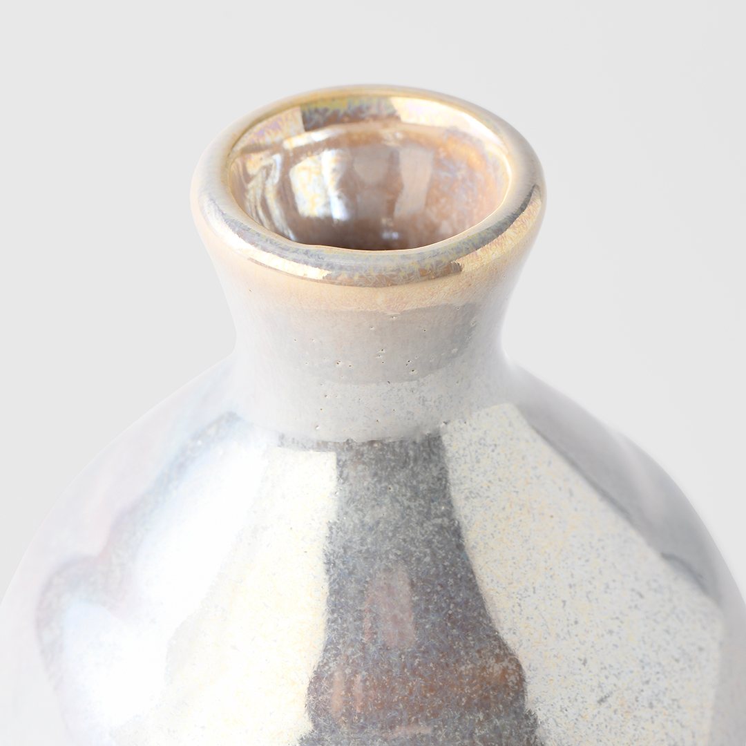 Σάκε μπουκάλι PEARL, ασημί, κεραμικό, MIJ