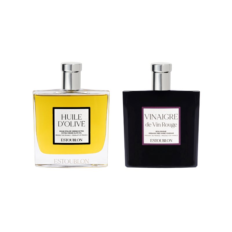 217742 5 darkova sada couture extra panensky olivovy olej ocet z cerveneho vina 2 x 100 ml estoublon