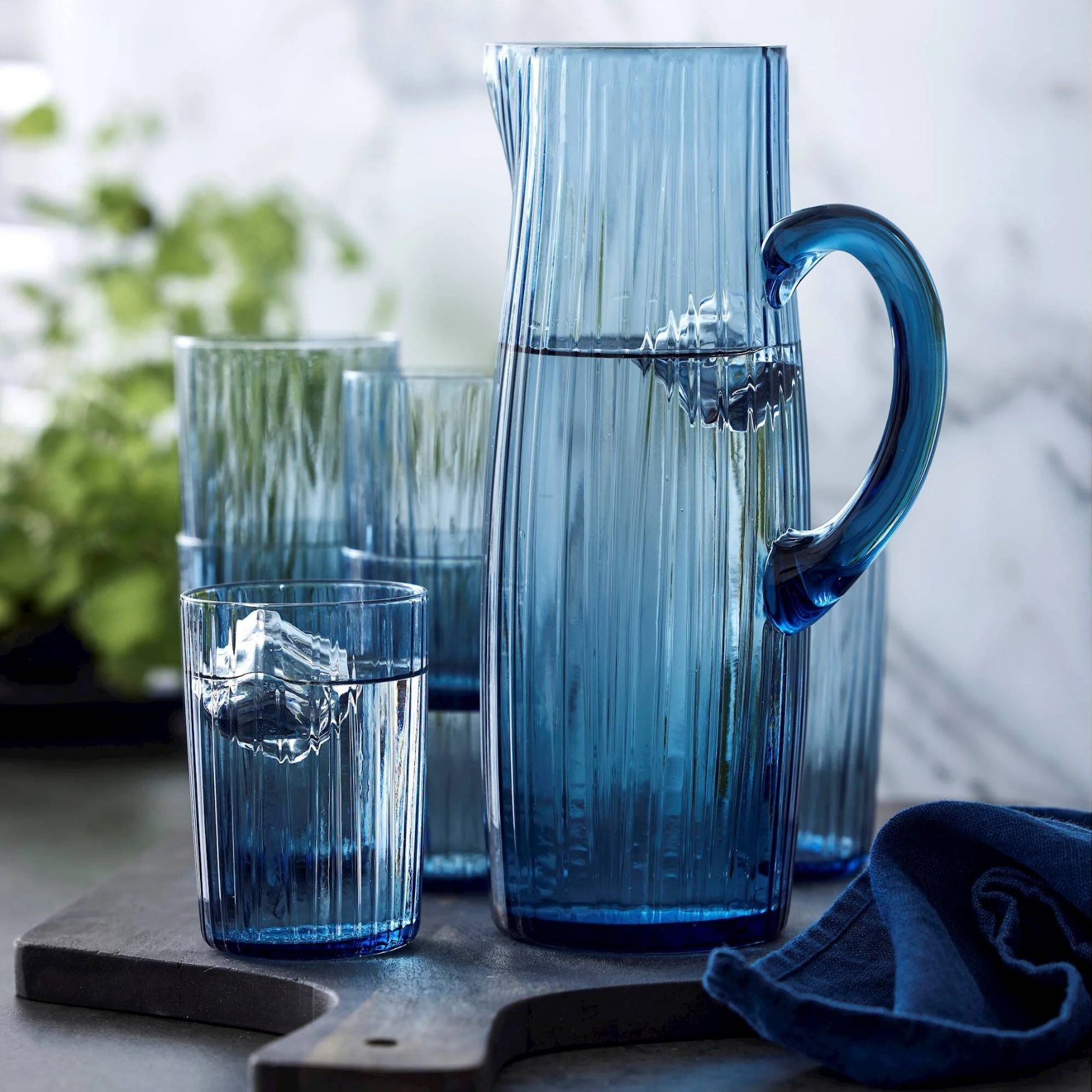 219164 1 sklenice na vodu kusintha 280 ml sada 4 ks modra sklo bitz