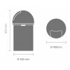 Κάδος απορριμάτων PUSH BIN, 60 l, σε ματ ατσάλι, Brabantia
