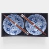 Μπολ φαγητού WHITE WITH BLUE BLOSSOM, σετ 2 τεμαχίων με chopsticks, 400 ml, MIJ