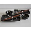Σερβίτσιο για σούσι με chopsticks σε σετ BLACK WITH WHITE PETALS, 6 τεμάχια, MIJ