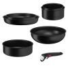 Σετ μαγειρικών σκευών INGENIO BLACK STONE L3998702, σετ 7 τμχ, μαύρο, αλουμίνιο, Tefal