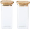 Βάζο αποθήκευσης τροφίμων PKV-048 320 ml, σετ 2 τεμαχίων, από γυαλί / μπαμπού, Pebbly