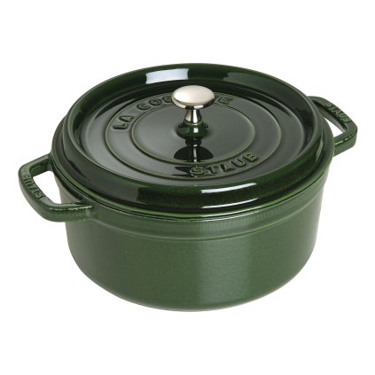 Casserole lonac, 26 cm, okrugli, bosiljak, lijevano željezo, Staub