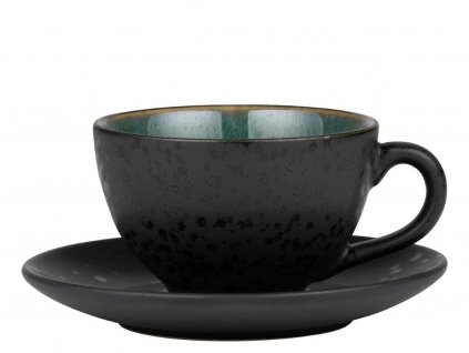 Šalica za čaj s tanjurićem, 220 ml, crno/zeleno, Bitz