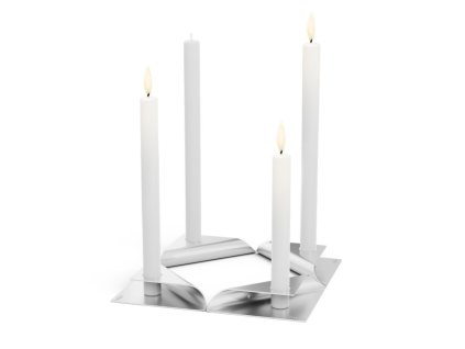 Svjećnjak za svijeće za večeru SQUARE CANDLE, set od 4 kom, nehrđajući čelik, Höfats