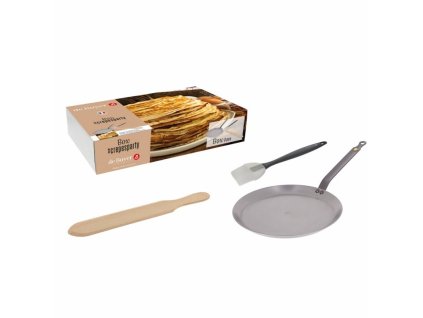 Tava za palačinke crepe MINERAL B, 26 cm, s kutlačom i četkom, de Buyer