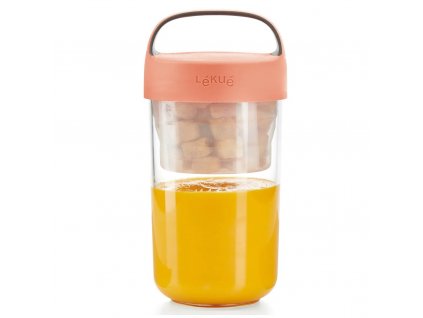 Staklenka za užinu JAR TO GO, 600 ml, koraljna, Lékué