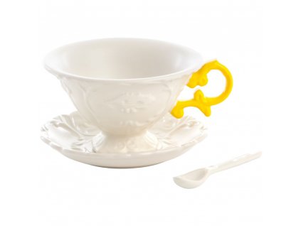 Šalica za čaj s tanjurićem i žlicom I-WARES, žuta, Seletti