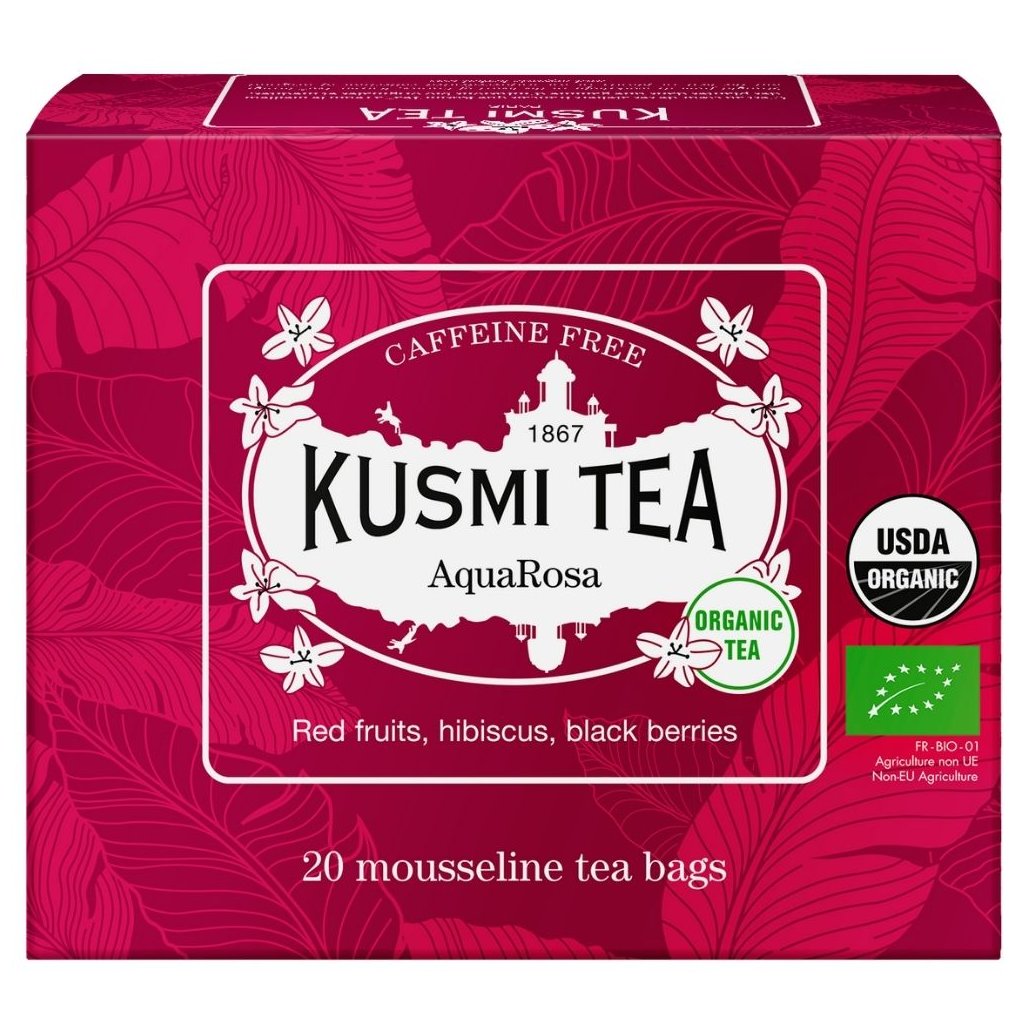 AQUA ROSA gyümölcstea, 20 db muszlin teafilter, Kusmi Tea