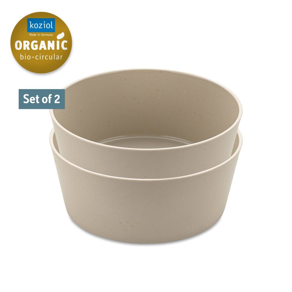 Műanyag tál CONNECT, 2 db szett, 400 ml, természetes sivatagi homok, Koziol