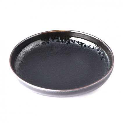 Desszert tányér MATT BLACK 22 cm, magas perem, MIJ