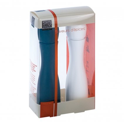 Só- és borsőrlő készlet TAHITI 20 cm, fekete/fehér, bükkfa, Peugeot