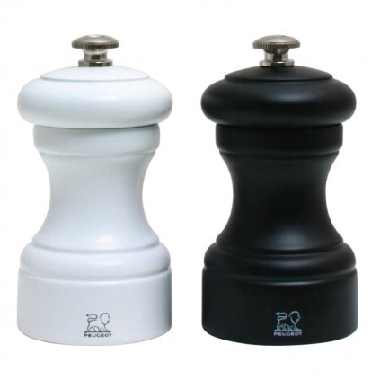 Só- és borsőrlő készlet BISTRO 10 cm, fekete/fehér, bükkfa, Peugeot