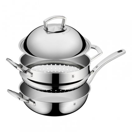 Serpenyő Multiply WOK párolóbetéttel Ø 28 cm rozsdamentes acél