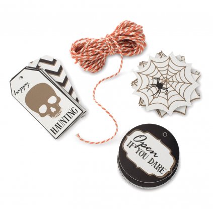 Seasonally Sweet Halloween zsinóros papírcímke, 12 db