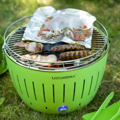 Faszén asztali grill, zöld, LotusGrill