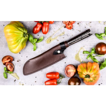 Bőr szakácskés tok Santoku késhez 18 cm, Forged