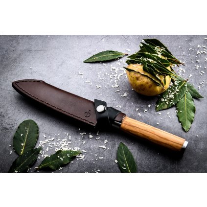 Bőr szakácskés tok Santoku késhez 14 cm, Forged