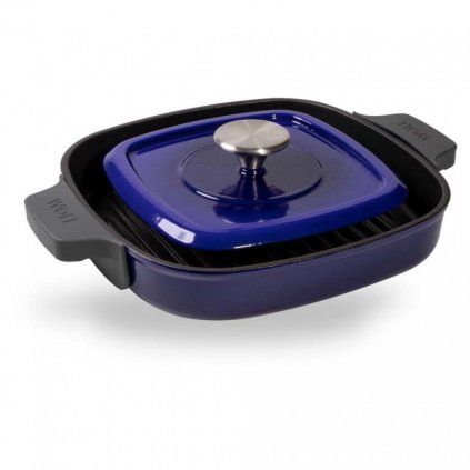 Grill serpenyő Iron IND Woll fedővel 24 cm kék