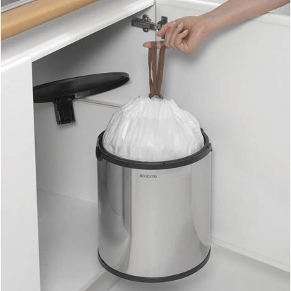 Beépített szemetes kosár 15 l, fényes acél, Brabantia