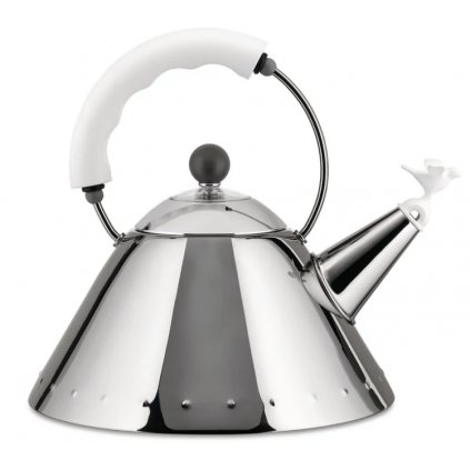 Tűzhelyes vízforraló 9093 2 l-es, ezüst/fehér, Alessi