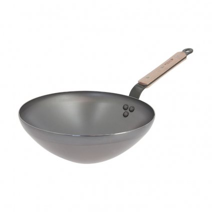 Wok MINERAL B 28 cm, fa fogantyúval, acél, de Buyer