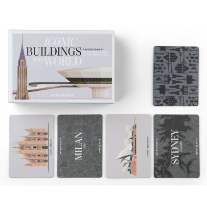 Memória játék ICONIC BUILDINGS, 50 db, Printworks