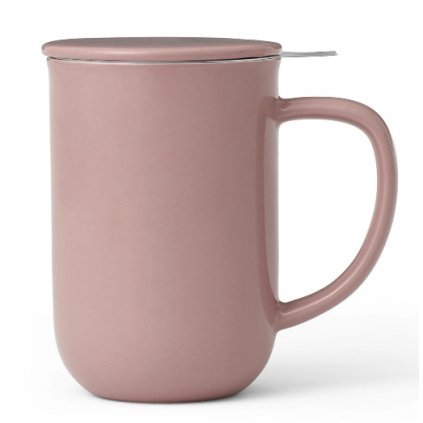 Teás bögre MINIMA 500 ml, tetővel, rózsaszín, porcelán